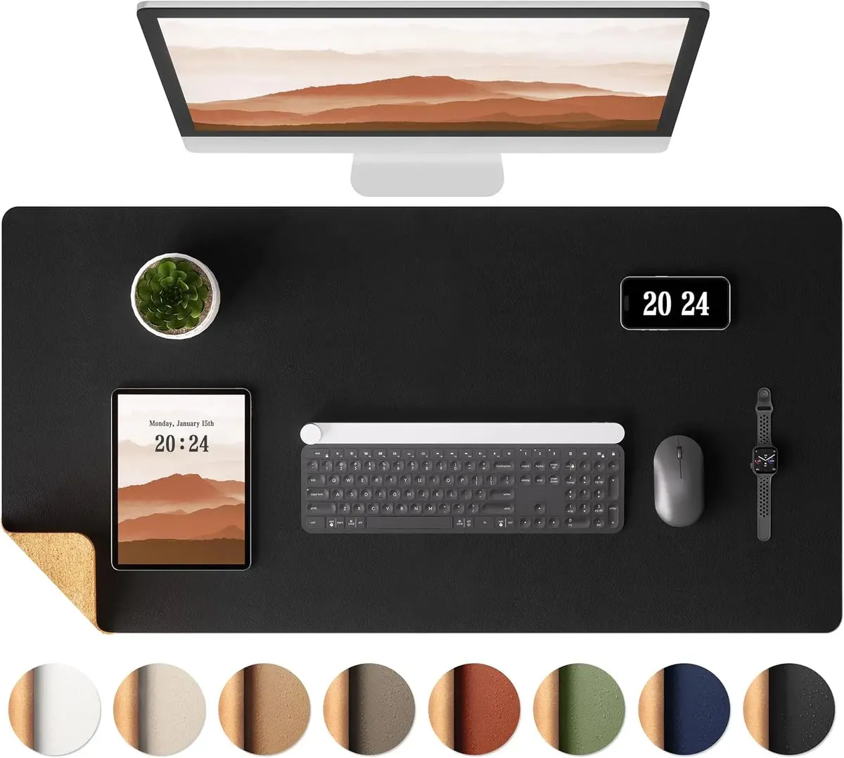 Large dual-sided cork desk mat